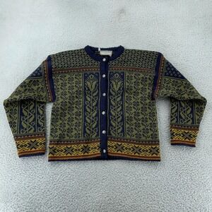 Norlender Nordic Cardigan Sweater Womens‎ CROP FIT M Thick Knit Pewter Buttons